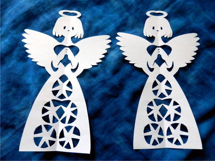 Ангелы из бумаги, белые (описание и трафареты)