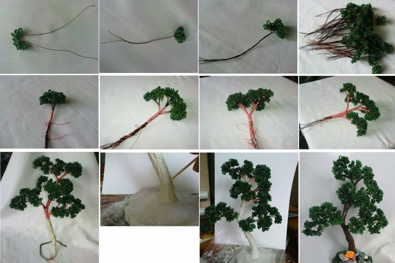 Бонсай из бисера - подробное описание как делается карликовое деревце из бисера (120 фото)