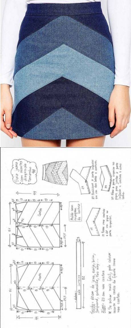 Как сшить юбку из старых джинсов | дама