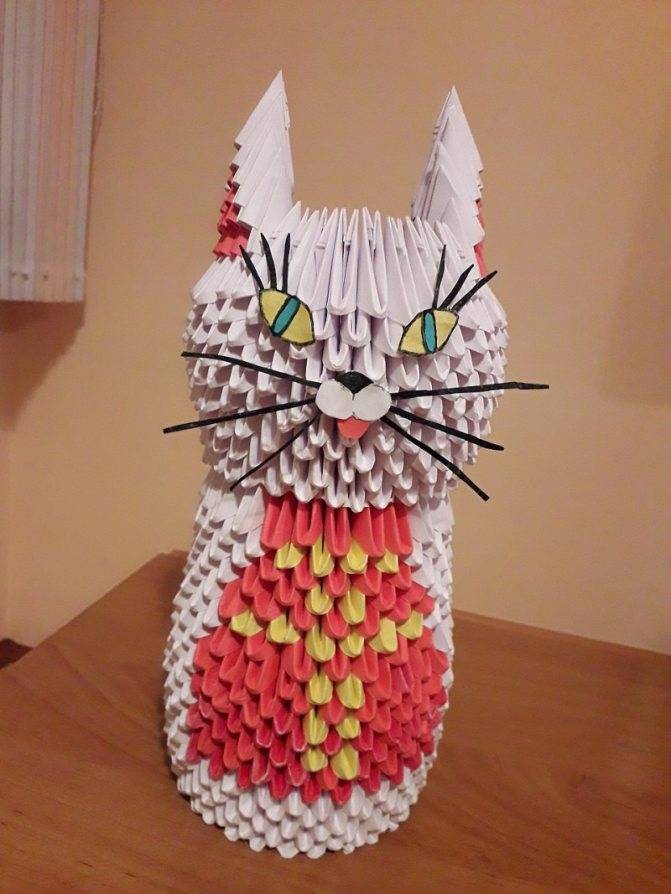Модульное оригами. кошка. мастер-класс с пошаговыми фото