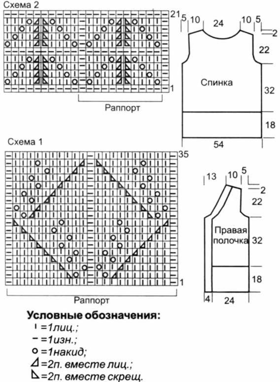 Ажурный рисунок для жилета женского