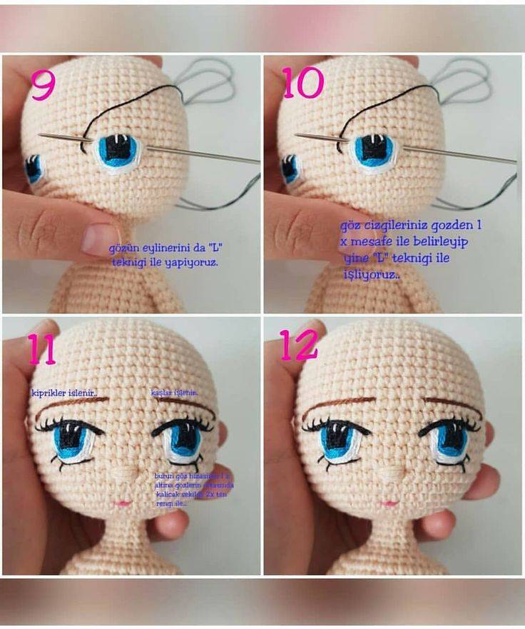 Как вывязать глазки вязаной куколке, зайчику, прочим игрушкам