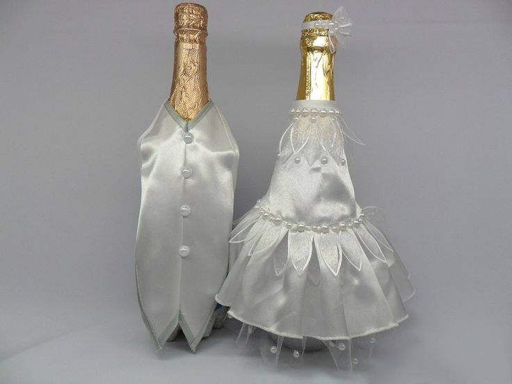 Декор предметов мастер-класс свадьба аппликация моделирование конструирование шитьё свадебные бутылки жених и невеста бусины бутылки стеклянные клей ленты нитки сутаж тесьма шнур ткань