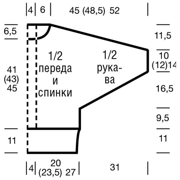 Пуловер летучая мышь спицами со схемами