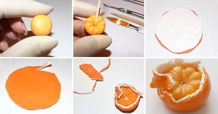 Как сделать мандарин из полимерной глины. лепка из полимерной глины мандаринок и замечательного котика