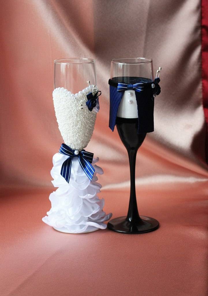 Свадебные бокалы своими руками - необходимые материалы и инструменты, пошаговая инструкция для декорирования своими руками + фото лучших примеров