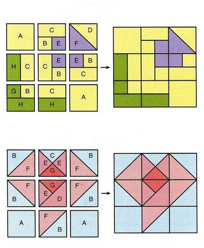 Лоскутное шитье схема - 84 фото