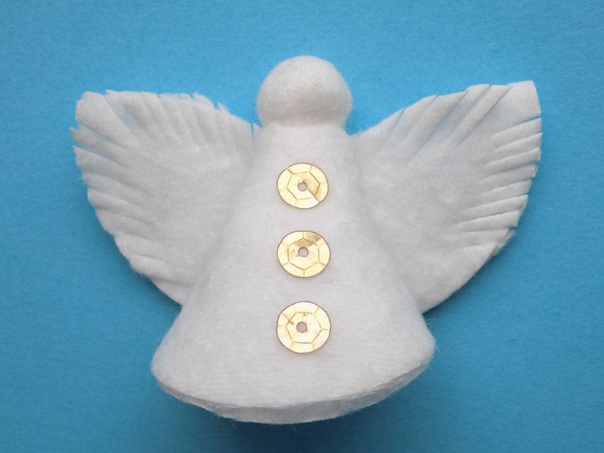 Мастер-класс поделка изделие рождество моделирование конструирование ангелы из ватных дисков бисер диски ватные клей краска кружево нитки