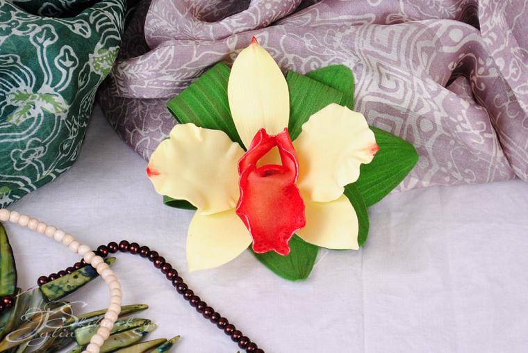 Цветок орхидеи из фома, и как придать структуру листку без молда .м.к. | страна мастеров