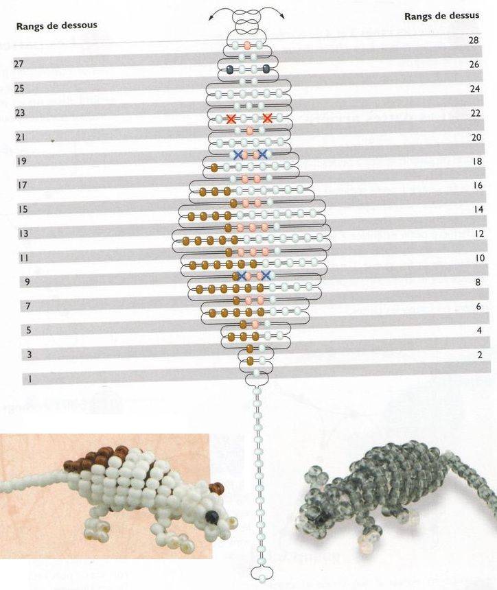 Схемы плетения фигурок животных из бисера