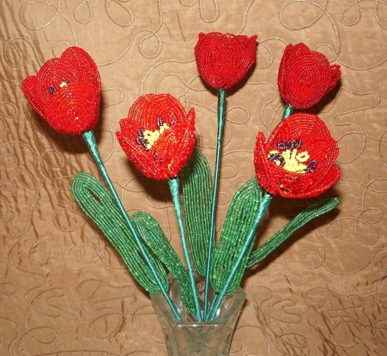 Тюльпаны из бисера: мастер-класс изготовления стильных и красивых цветков (125 фото и видео)