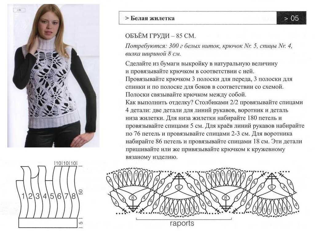 Жилетка вязаная крючком описание и схема