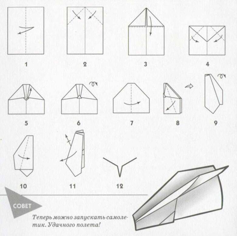 Самолет из бумаги–оригами с пошаговым описанием 