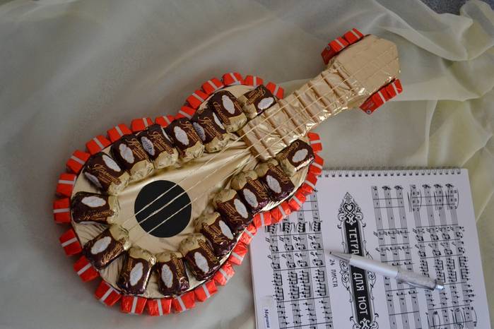 Гитара из конфет своими руками: мастер класс изготовления с рекомендациями и пошаговым описанием