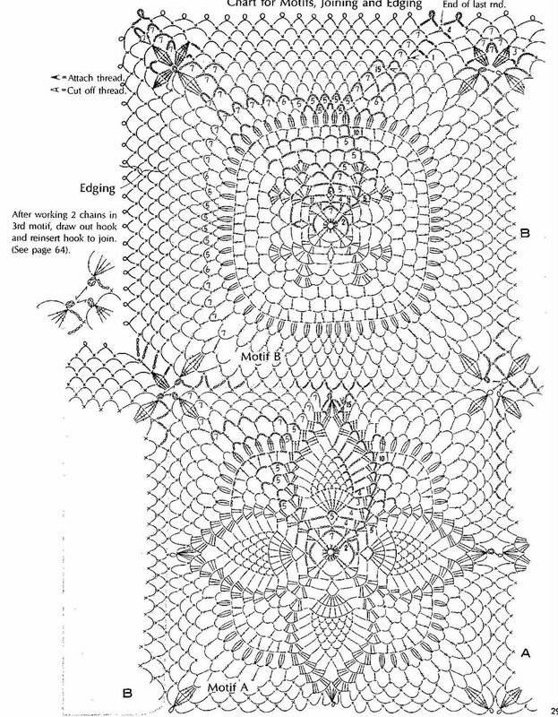 Квадратная скатерть крючком схемы и описание фото