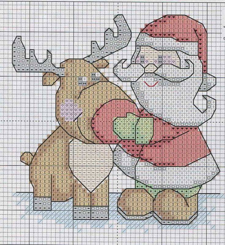 Схема новогодней вышивки крестом: петух и игрушки, маленькие миниатюры, сапожки и мотивы, дед мороз на елку