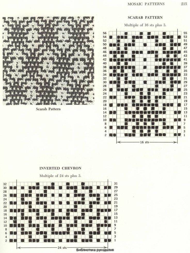 Схемы для мозаичного вязания