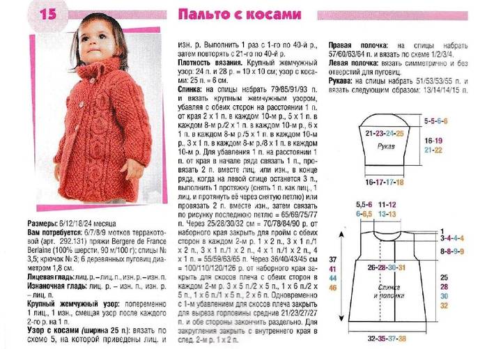 Вязаное пальто для девочки спицами: выбор фасона, техника и схема вязания, декорирование