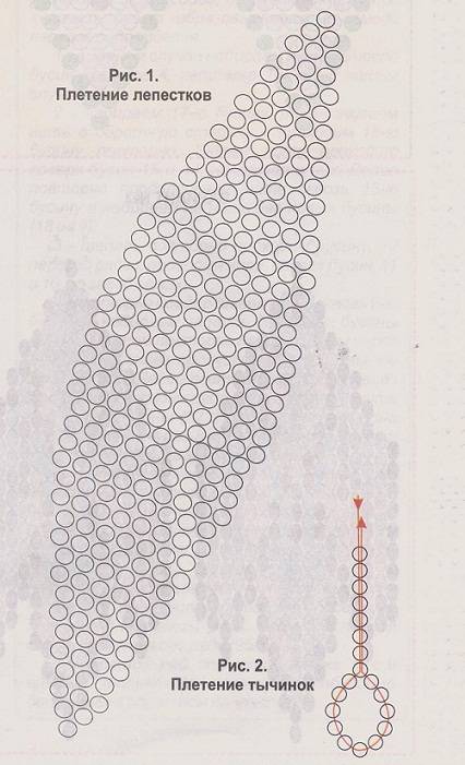 Лотос из бисера схема плетения