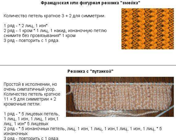 Вязание жемчужной полупатентной резинки спицами — 12 схем с видео
