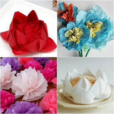 Делаем красивые цветы из бумажных салфеток