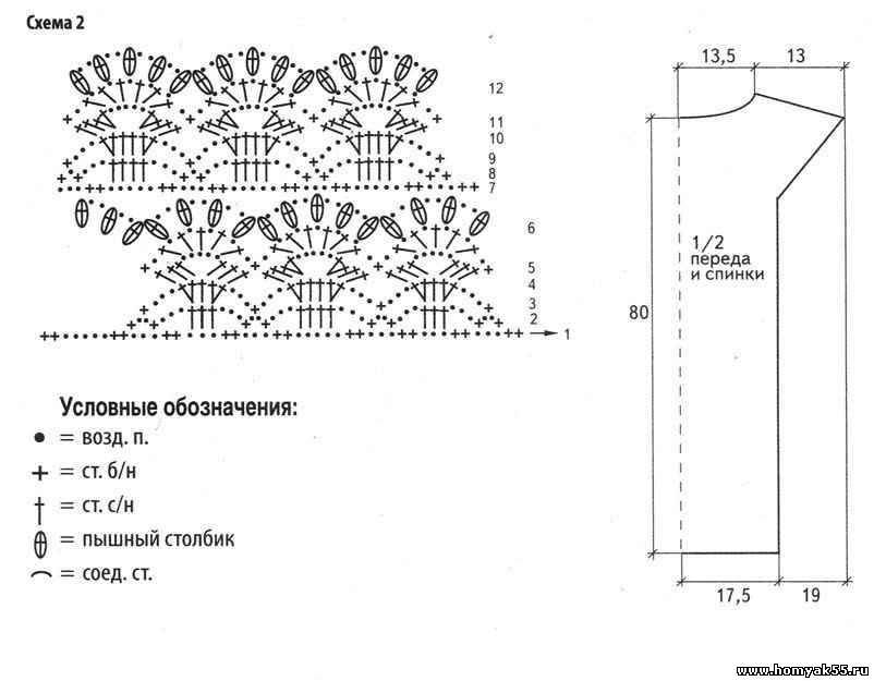 Узоры крючком для туники схемы