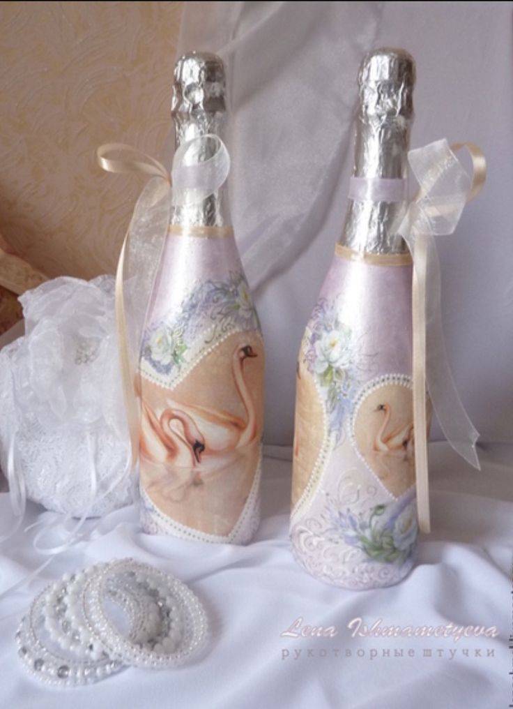 Декупаж бутылок на свадьбу своими руками – памятная вещь и практичная поделка