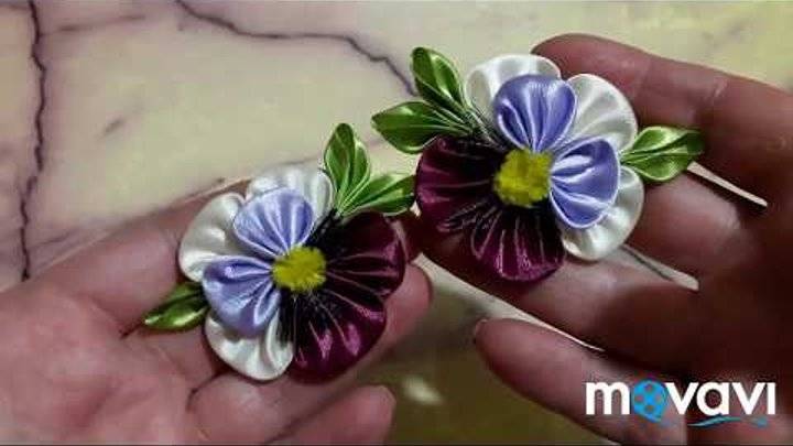 Анютины глазки канзаши: как сделать цветок на заколку своими руками
