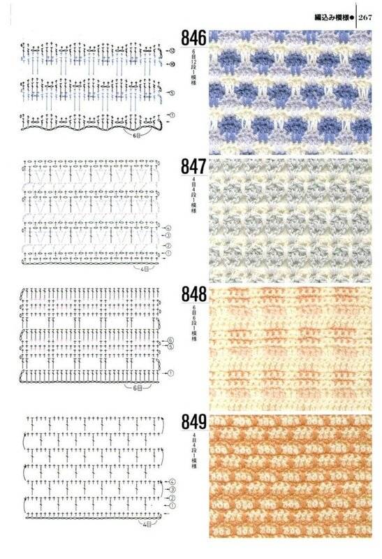 Двухцветные узоры крючком со схемами простые и красивые
