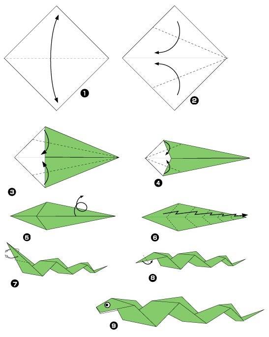 Оригами крокодил схема для детей простая