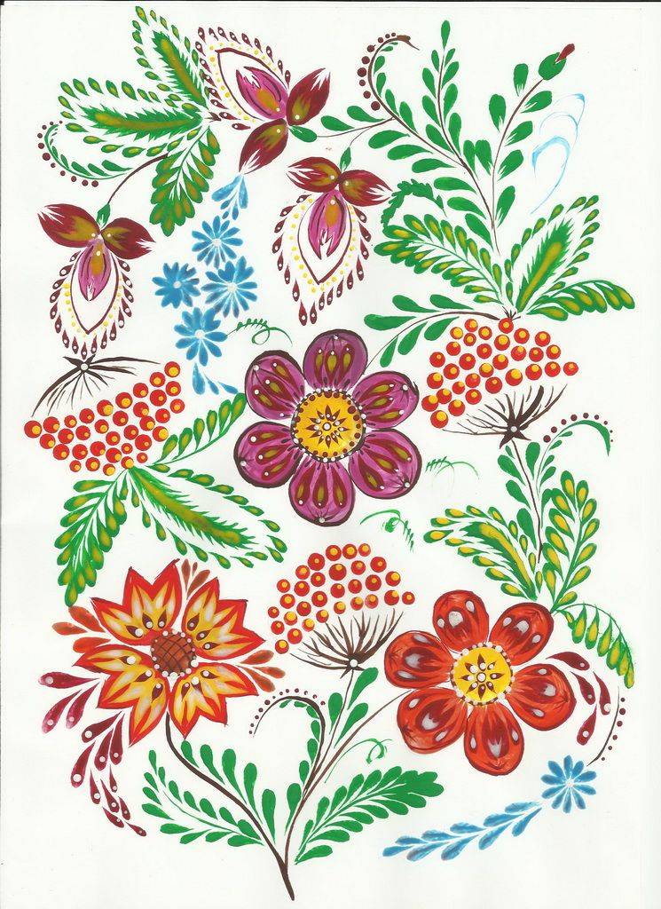Картина панно рисунок роспись секреты росписи часть 4 петриковские цветы краска