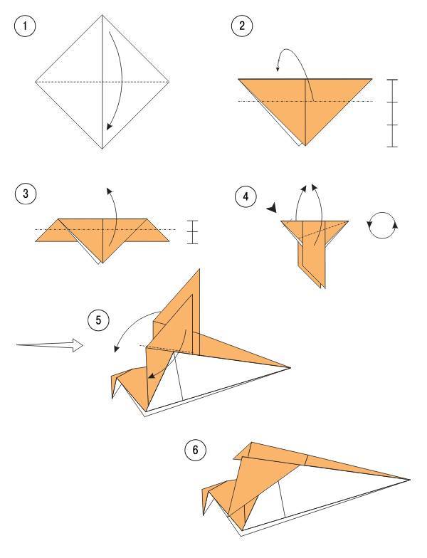 Схема изготовления оригами голубя
