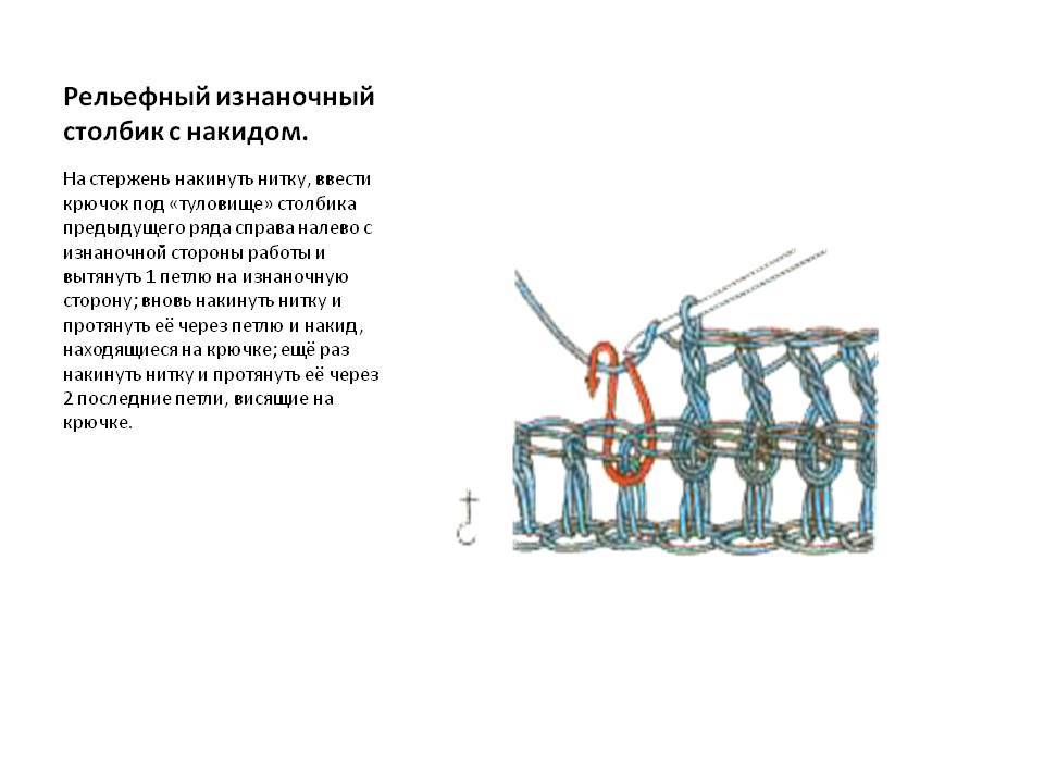 Как вязать выпуклый столбик крючком схема и описание