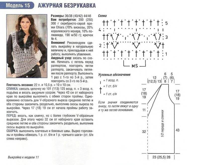 Ажурные жилеты спицами для женщин схемы