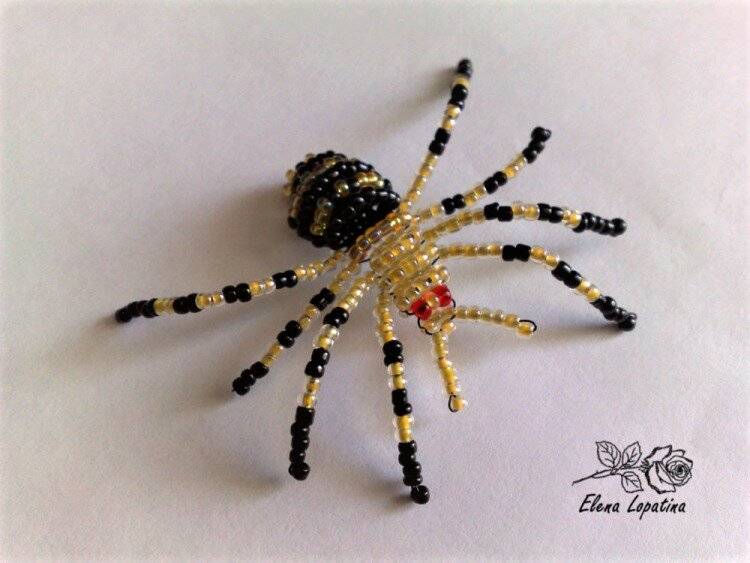Пошаговое плетение паука из бисера
