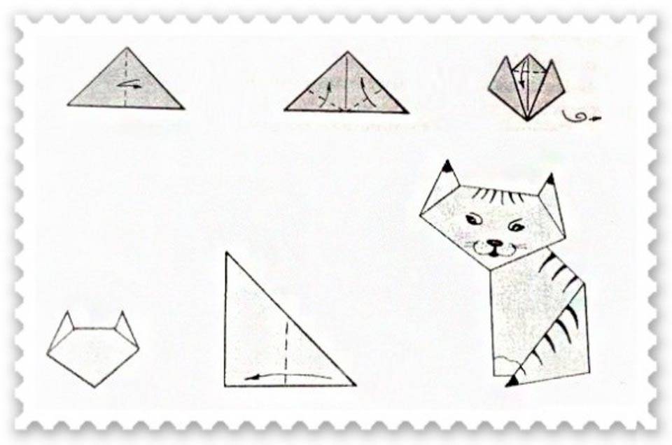 Как сделать оригами кошку