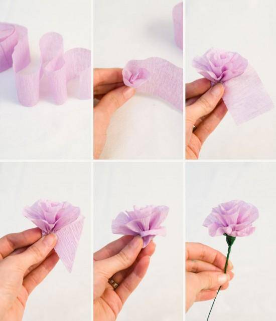 Цветы из крепированной бумаги. своими руками. пошаговые инструкции + 200 фото