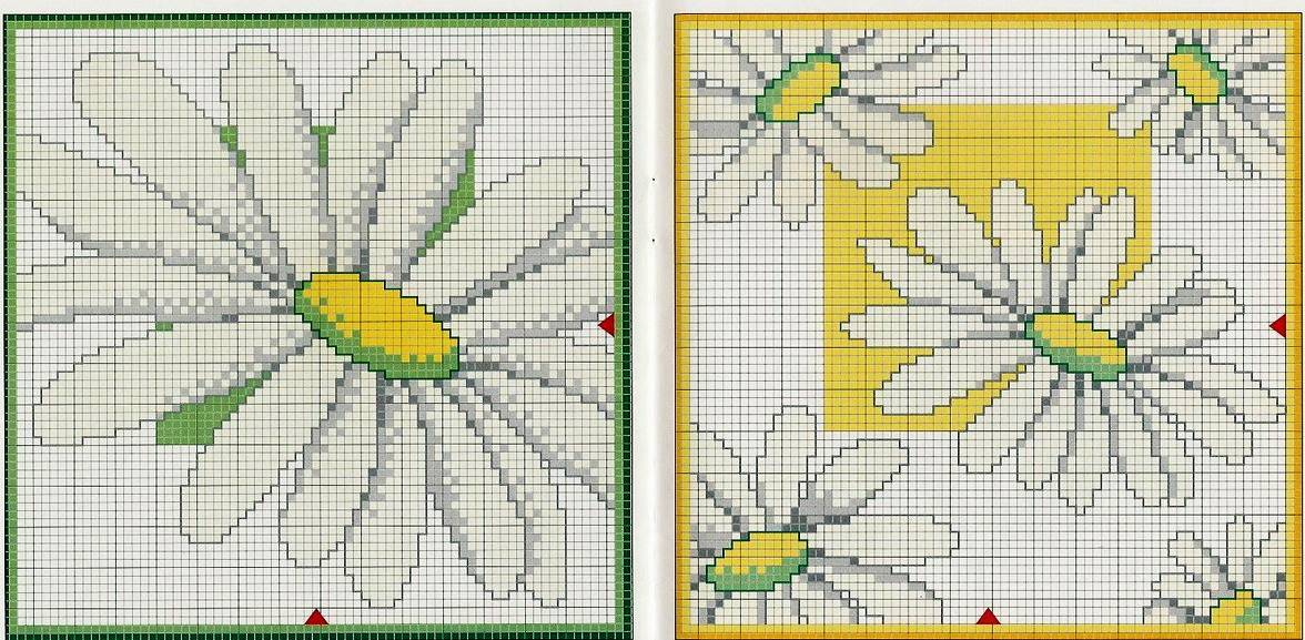 Схема вышивки бисером ромашек