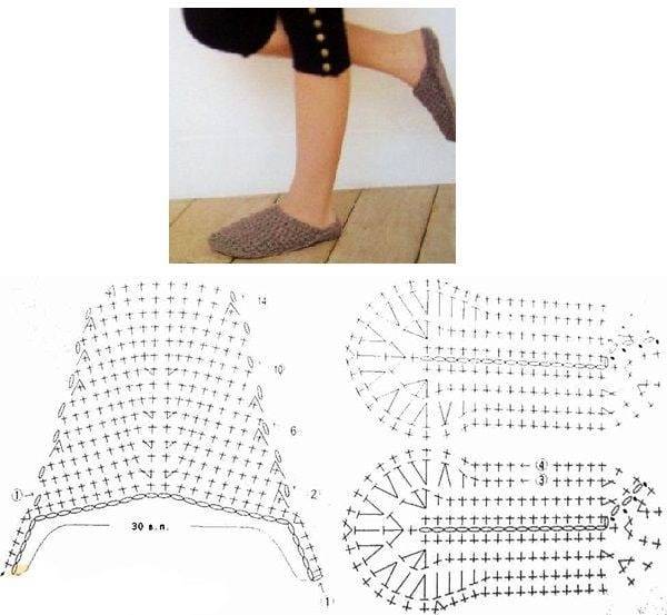 Схемы вязания крючком тапочек на войлочной подошве