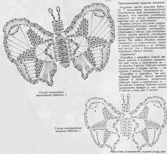 Вязание ажурной бабочки крючком: схемы с описанием