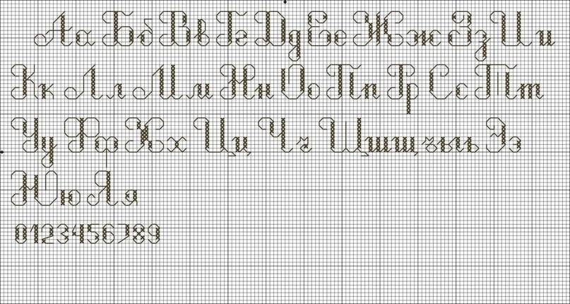 Алфавит русский крестиком схема вышивки букв